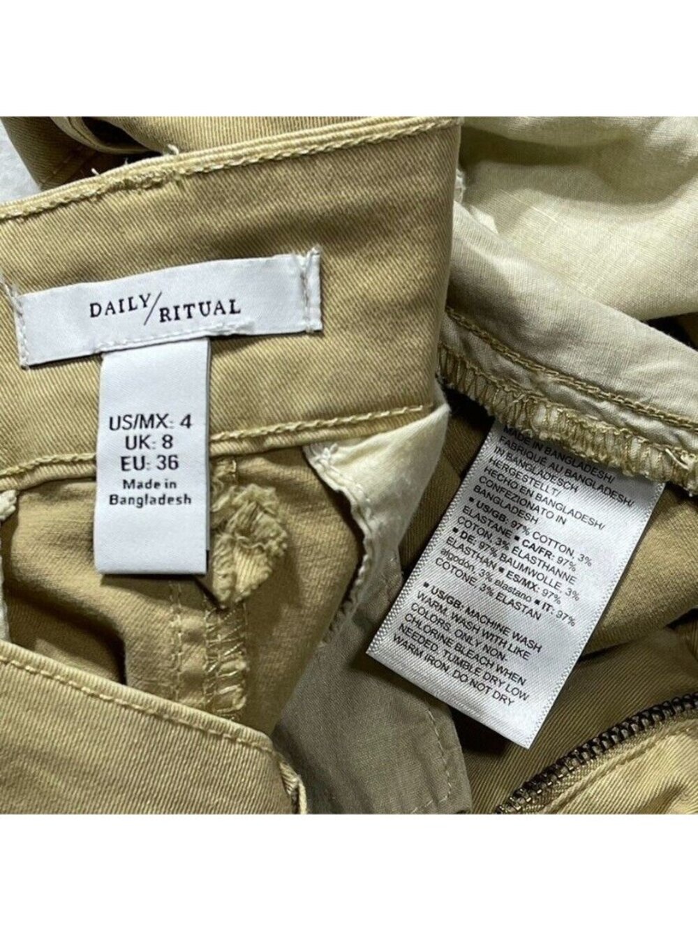 Wide Leg Khaki Cotton Cropped Pants With Front & Back Pockets from Daily Ritual - Picture 5 of 11